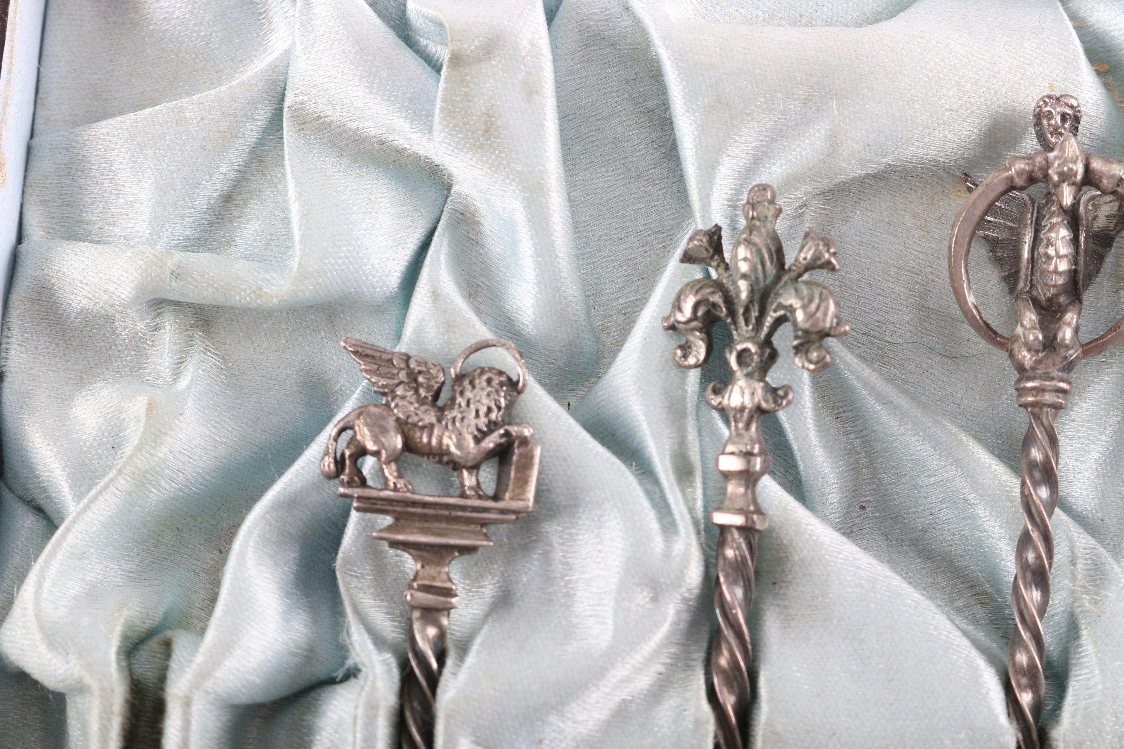 Italian 800 Silver Demitasse Spoons in a Presentation Case