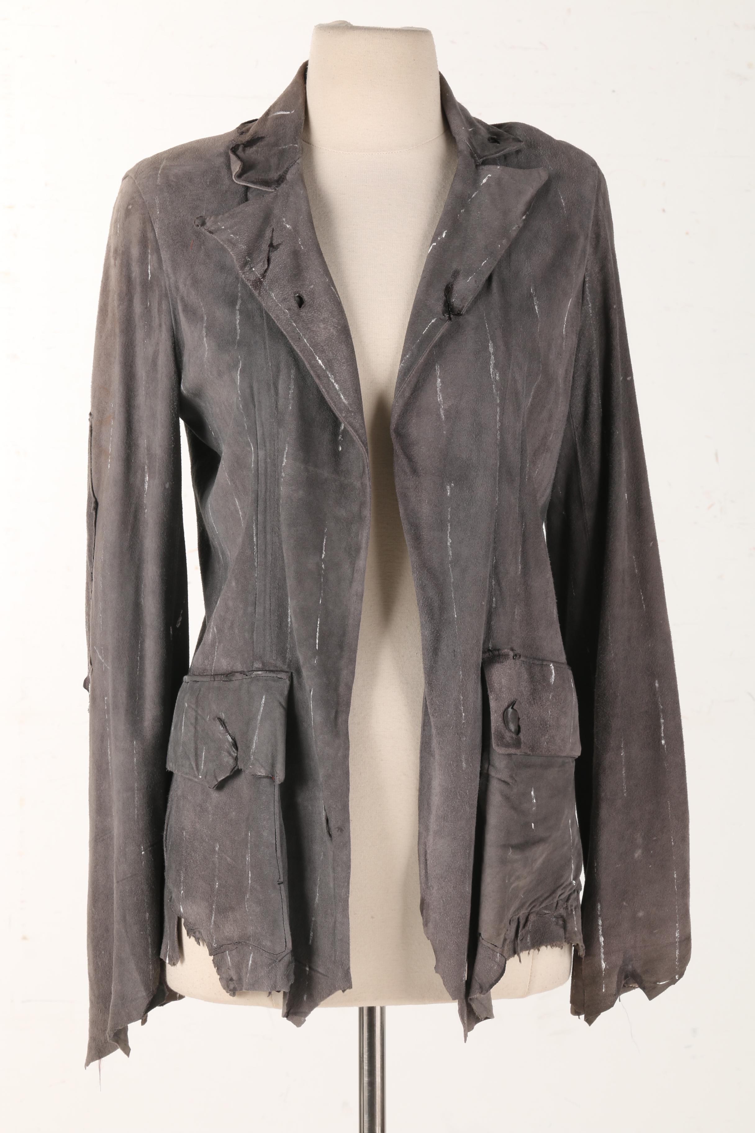 Signed Greg Lauren Gray Suede "Paint Stripe" Jacket