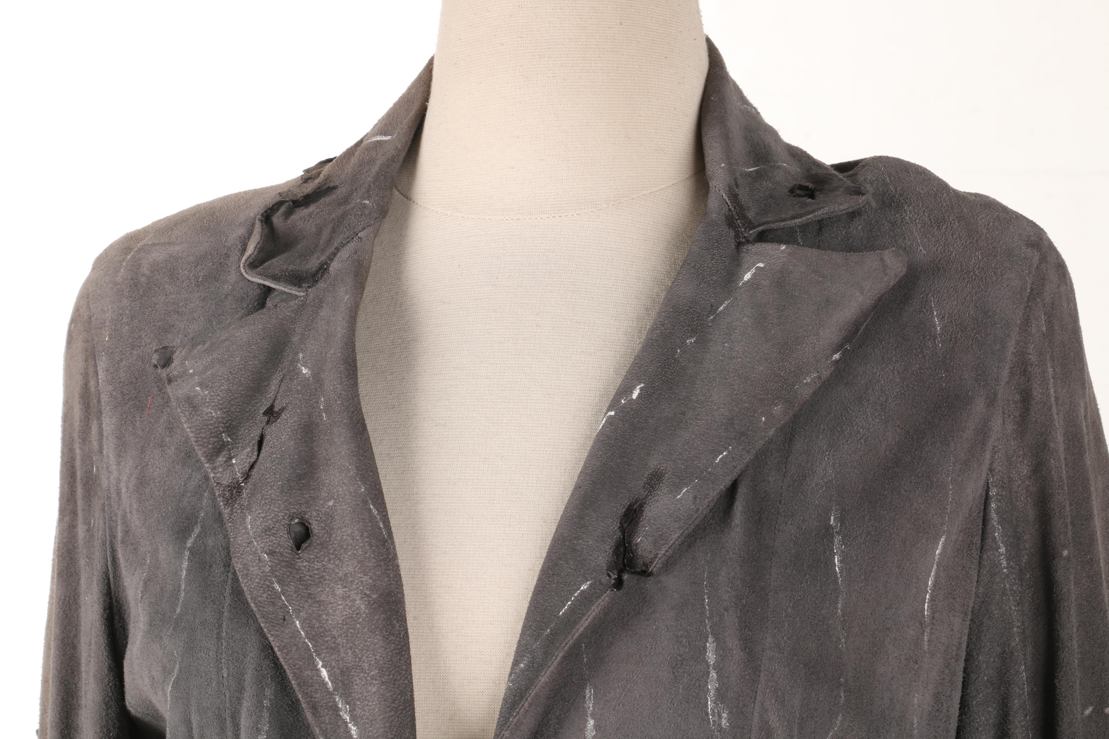 Signed Greg Lauren Gray Suede "Paint Stripe" Jacket