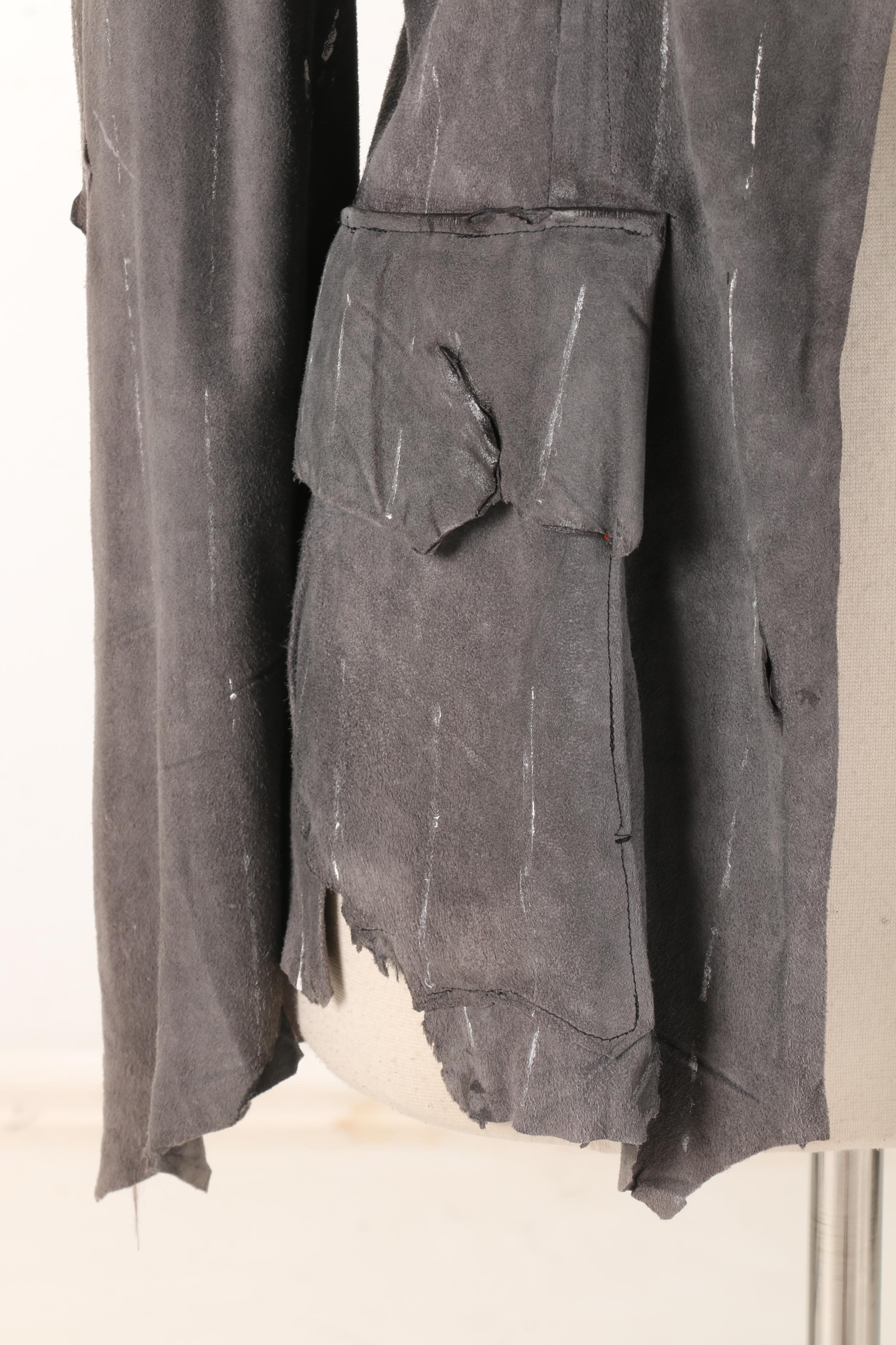 Signed Greg Lauren Gray Suede "Paint Stripe" Jacket