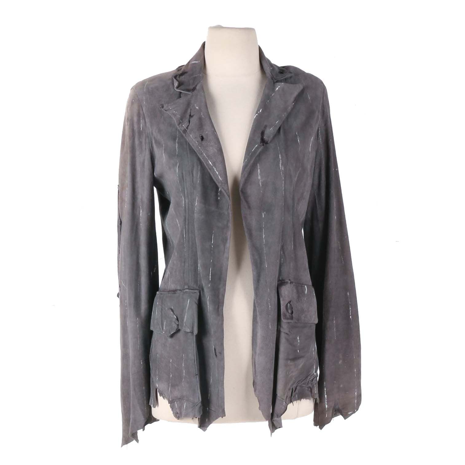 Signed Greg Lauren Gray Suede "Paint Stripe" Jacket