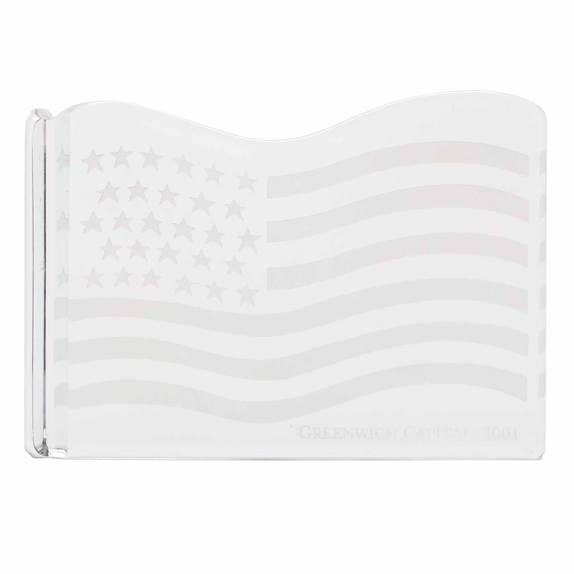 Val Saint Lambert Crystal American Flag Paperweight