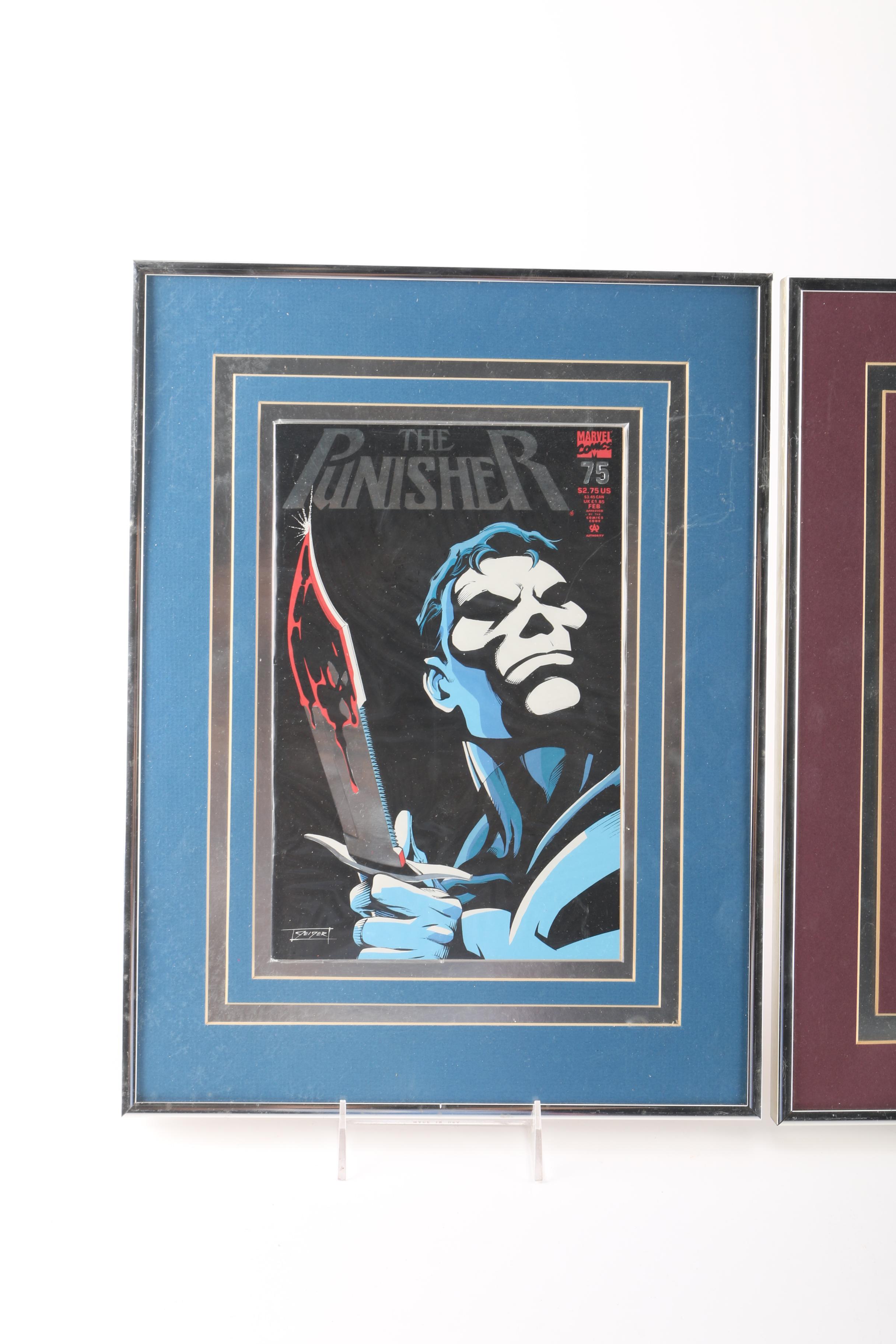 Framed Anniversary Comic Books Including "The Punisher" and "The Silver Surfer"