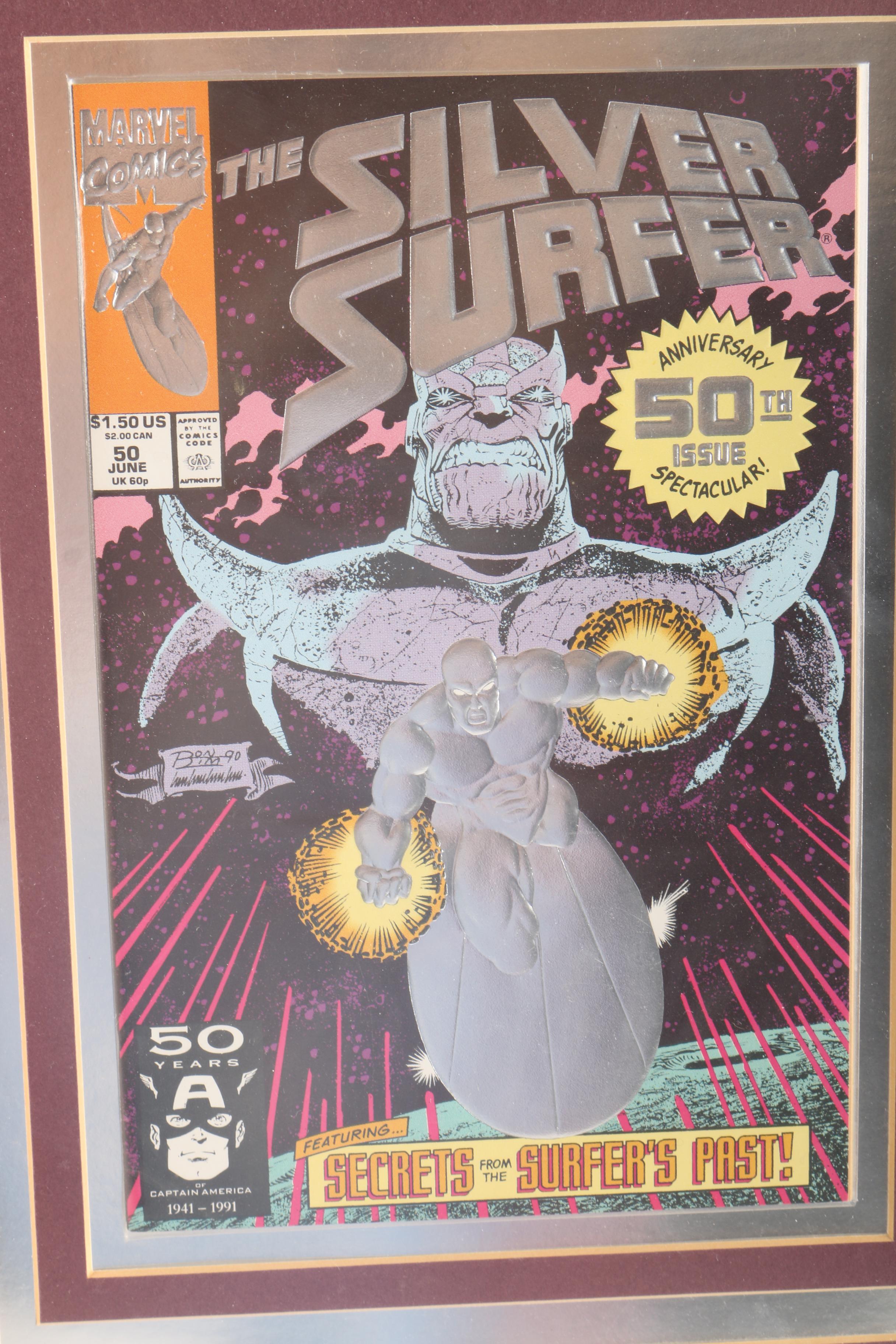 Framed Anniversary Comic Books Including "The Punisher" and "The Silver Surfer"