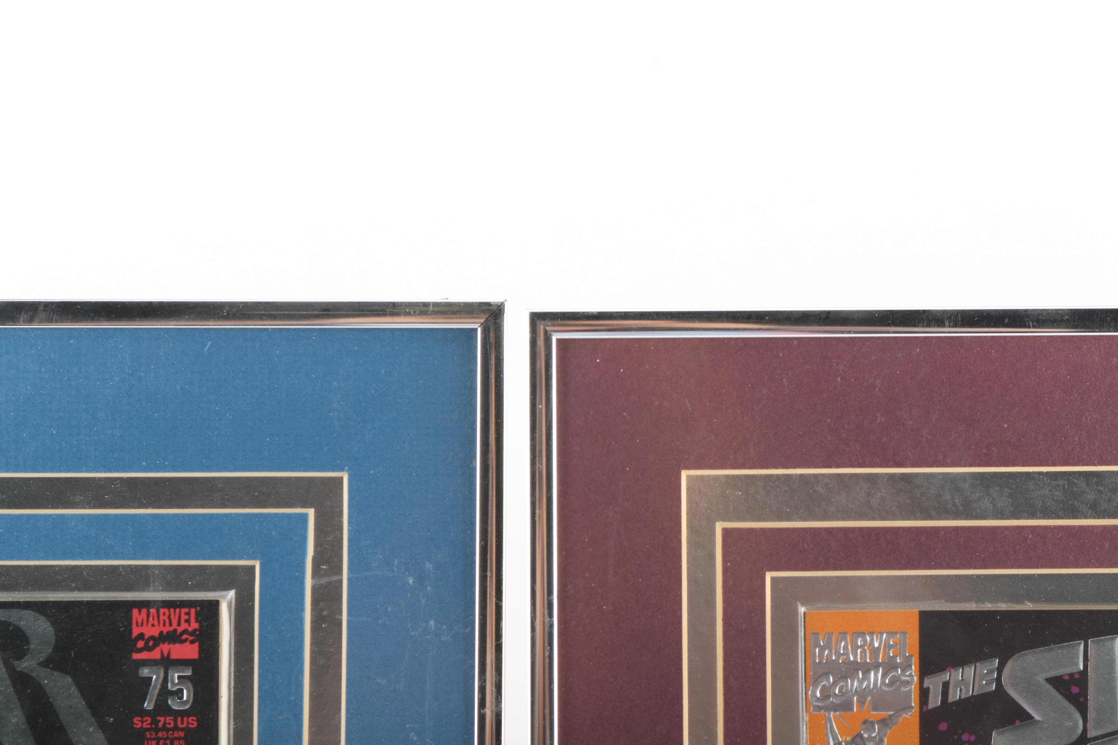 Framed Anniversary Comic Books Including "The Punisher" and "The Silver Surfer"