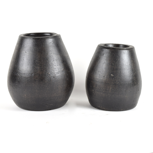 Charcoal Tone Wheel Thrown Terracotta Vases