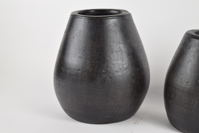 Charcoal Tone Wheel Thrown Terracotta Vases