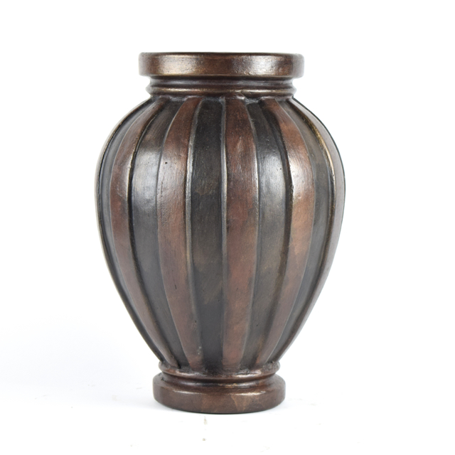 Brown and Black Striped Terracotta Planter