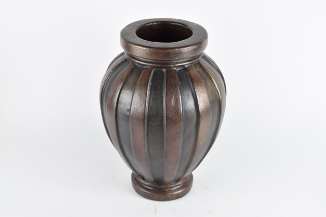 Brown and Black Striped Terracotta Planter
