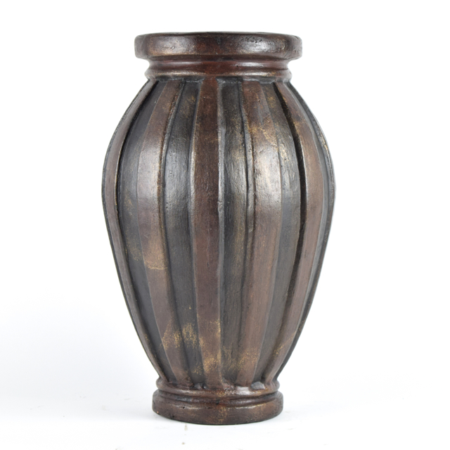 Brown and Black Striped Terracotta Planter