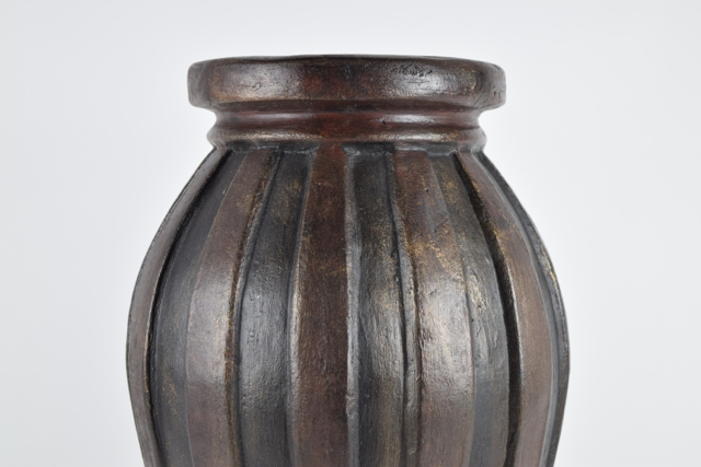Brown and Black Striped Terracotta Planter