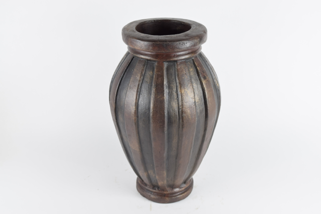 Brown and Black Striped Terracotta Planter
