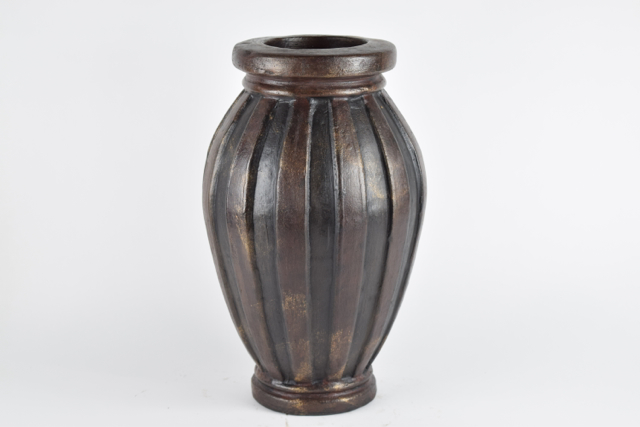 Brown and Black Striped Terracotta Planter