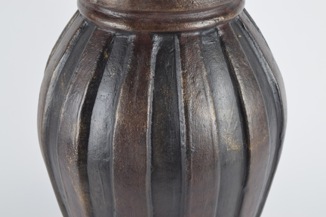 Brown and Black Striped Terracotta Planter