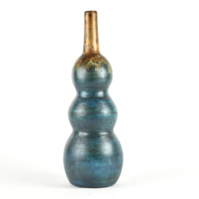 Teal and Bronze Tone Terracotta Vase