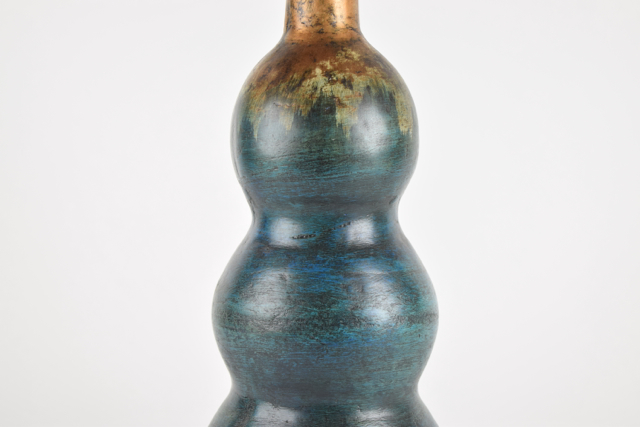 Teal and Bronze Tone Terracotta Vase