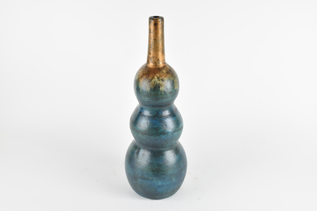 Teal and Bronze Tone Terracotta Vase