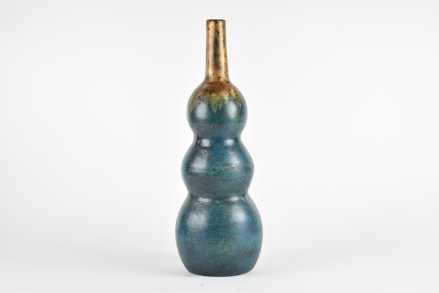 Teal and Bronze Tone Terracotta Vase
