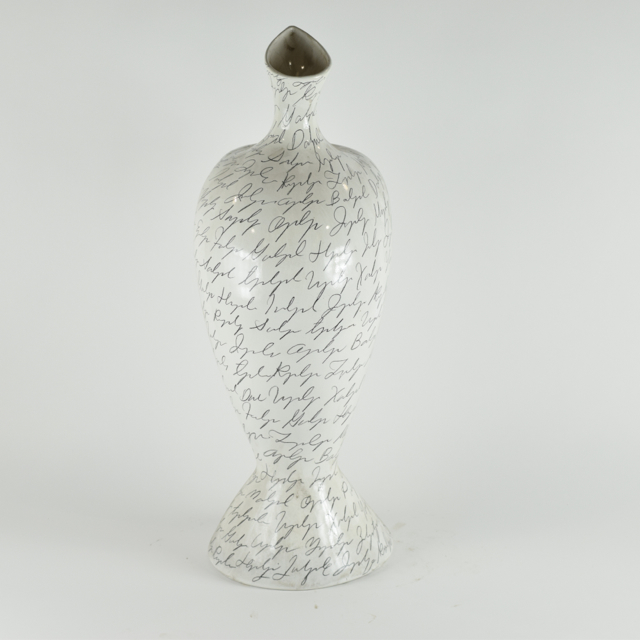 Atomic Age Style Ceramic Vase with Lettering
