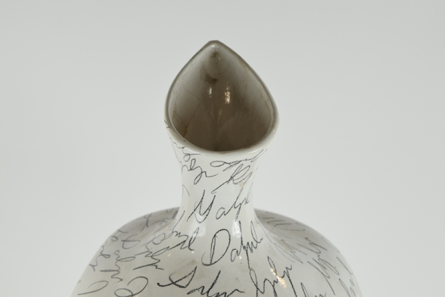 Atomic Age Style Ceramic Vase with Lettering
