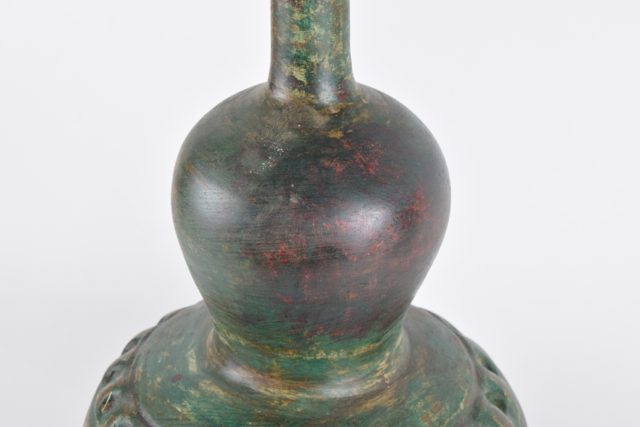 Emerald and Rust Tone Wheel Thrown Terracotta Bottle Vase