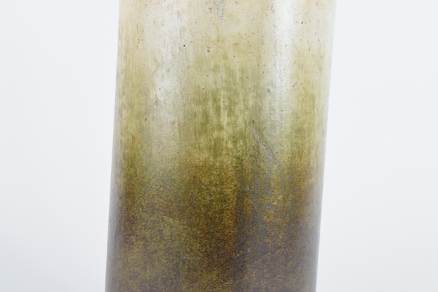 Sage and Cream Tone Covered Terracotta Cylindrical Vase