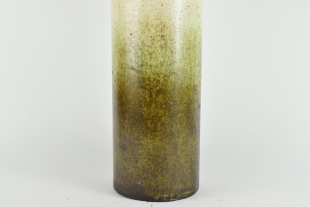 Sage and Cream Tone Covered Terracotta Clylindrical Vase