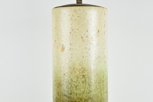 Sage and Cream Tone Covered Terracotta Clylindrical Vase