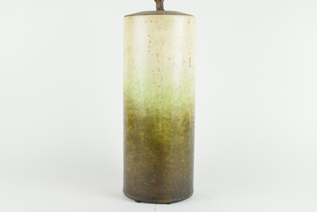 Sage and Cream Tone Covered Terracotta Clylindrical Vase