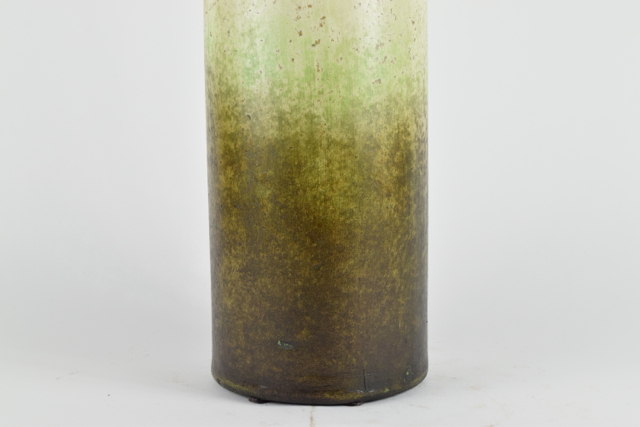 Sage and Cream Tone Covered Terracotta Clylindrical Vase