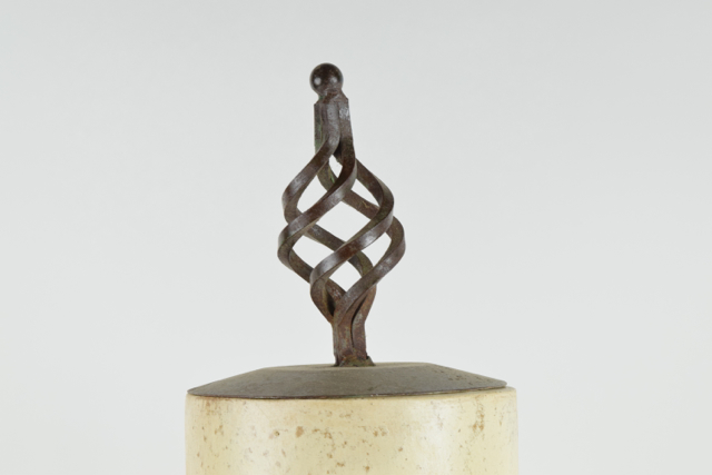 Sage and Cream Tone Covered Terracotta Clylindrical Vase