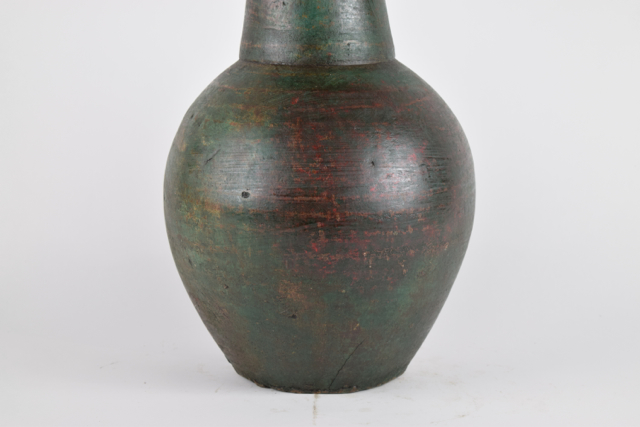 Forest Green and Rust Terracotta Modern Style Wheel Thrown Vase