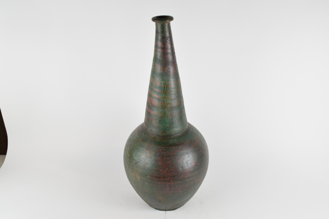Forest Green and Rust Terracotta Modern Style Wheel Thrown Vase