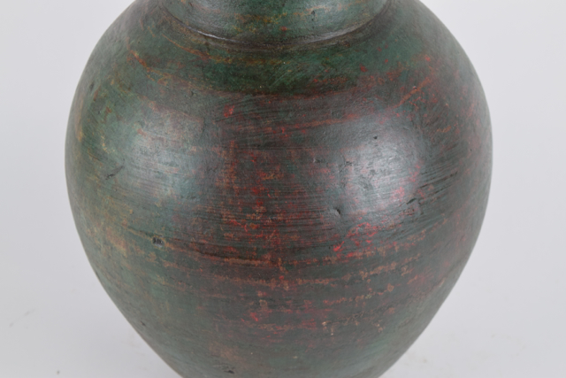 Forest Green and Rust Terracotta Modern Style Wheel Thrown Vase