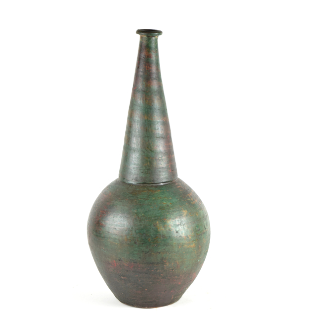 Forest Green and Rust Terracotta Modern Style Wheel Thrown Vase