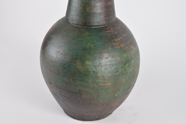 Forest Green and Rust Terracotta Modern Style Wheel Thrown Vase