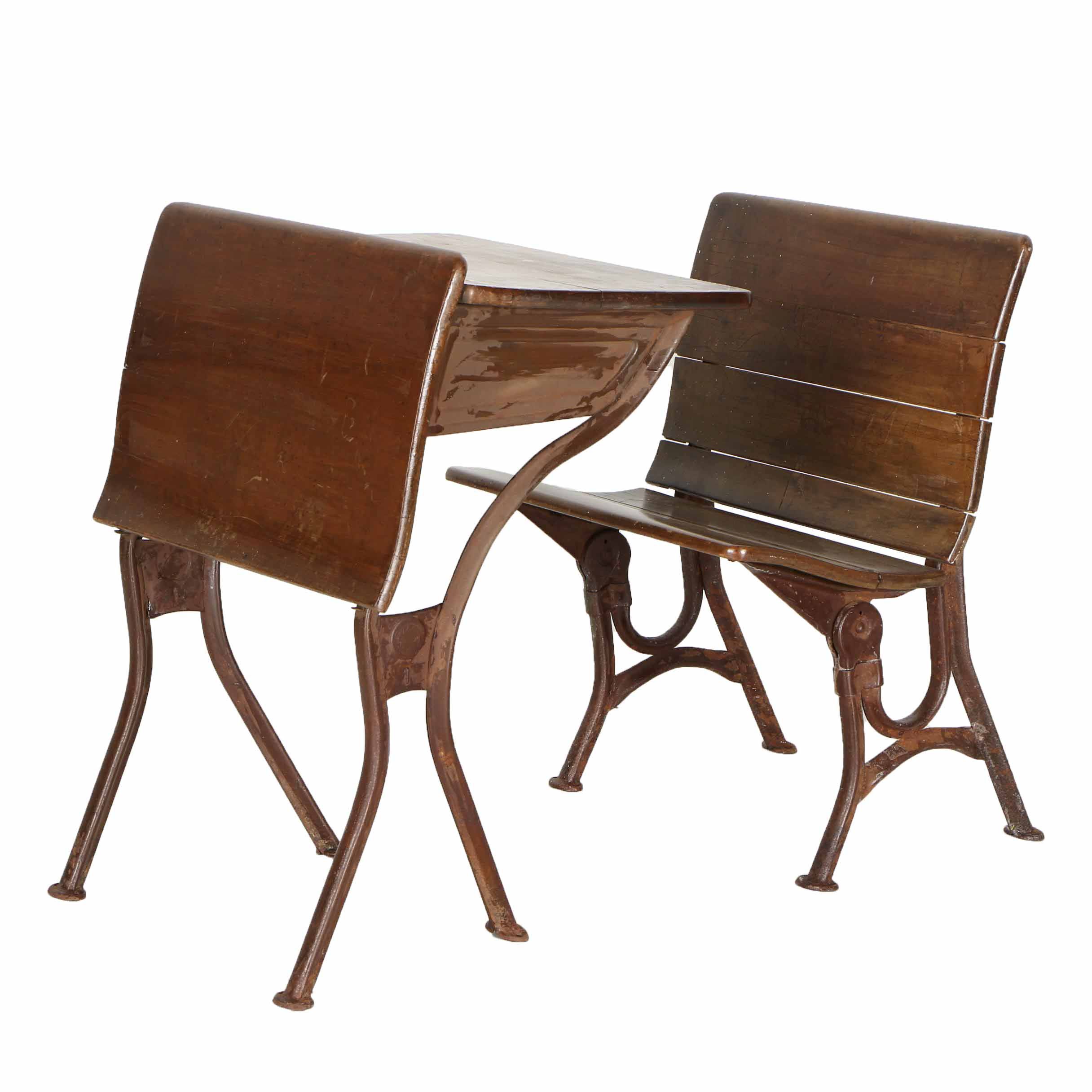 Antique Child's School Desk by American Seating Company and Chair