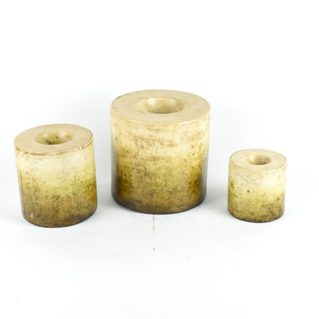 Cream and Olive Tone Terracotta Candleholders