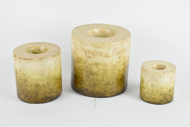 Cream and Olive Tone Terracotta Candleholders