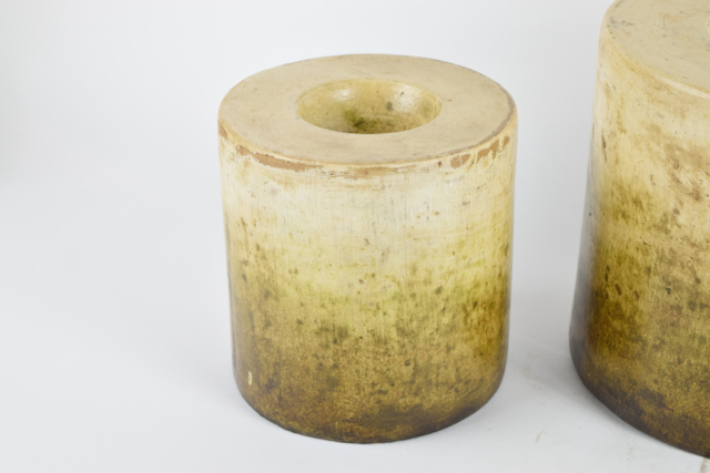 Cream and Olive Tone Terracotta Candleholders