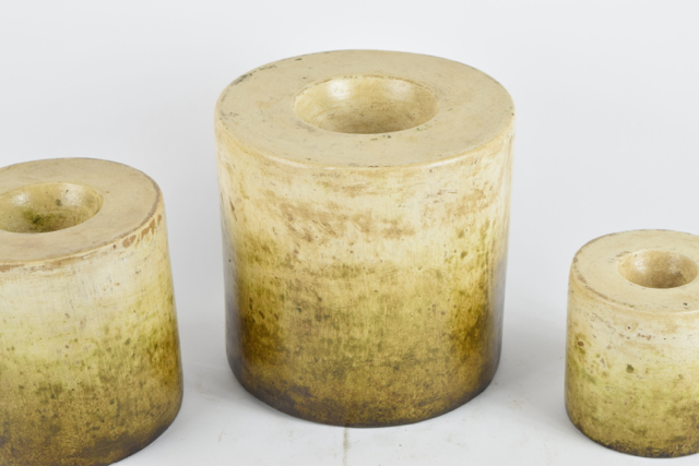 Cream and Olive Tone Terracotta Candleholders