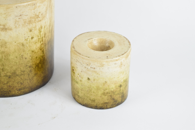Cream and Olive Tone Terracotta Candleholders