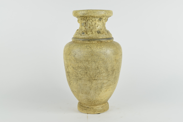 Antiqued Cream Tone Terracotta Urn with Beaded Detail
