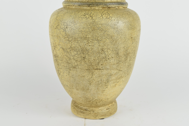 Antiqued Cream Tone Terracotta Urn with Beaded Detail