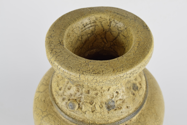 Antiqued Cream Tone Terracotta Urn with Beaded Detail