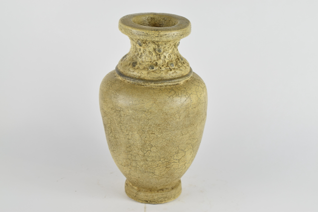 Antiqued Cream Tone Terracotta Urn with Beaded Detail