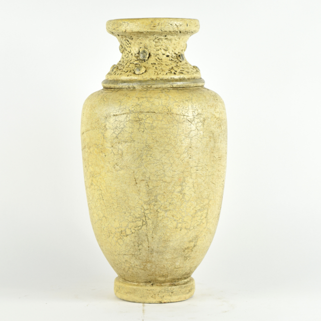 Antiqued Cream Tone Terracotta Urn With Beaded Detail