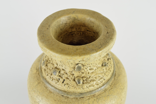 Antiqued Cream Tone Terracotta Urn With Beaded Detail