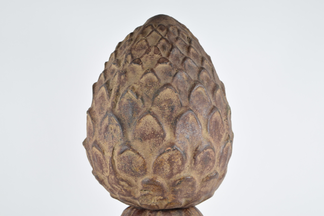 Large Vintage Artichoke Terracotta Sculpture In Stand, Circa 1920s