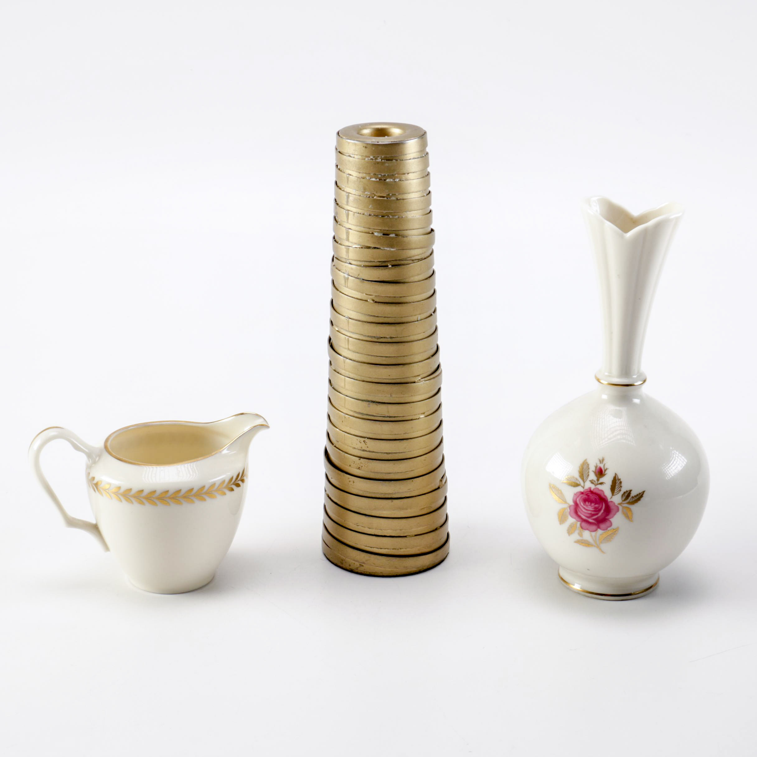 Lenox Creamer, Candlestick and Vase